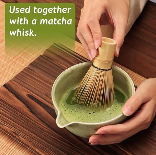 Ceramic Matcha Bowl with Spout,500 ml/18 oz,Japanese Matcha Mixing Bowl,For Whisk Matcha Tea