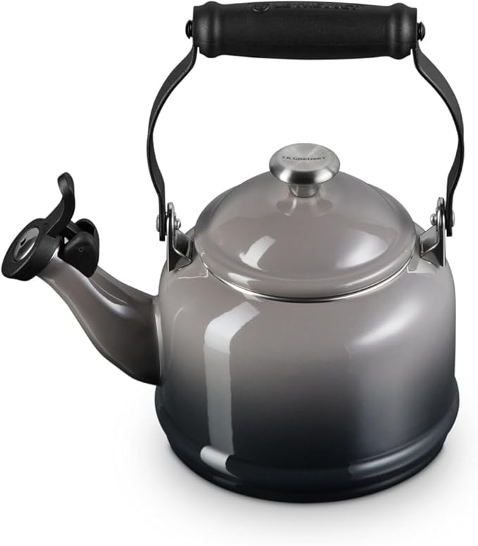 Le Creuset Enamel On Steel Demi Tea Kettle with Metal Finishes, 1.25 qt., Oyster