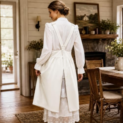 Uaussi Cotton Linen Apron Cross Back Work Apron for Women with Pockets Pinafore Dress X Cross Halter Apron for Chef Gardening - Image 6