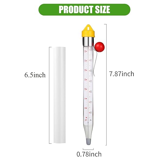 LABO Candy Thermometer, Analog Glass Thermometer with Pot Clip, Dual Scale -40 to 400°F / -40 to 200°C, Instant Read for Sugar, Jam, Syrup, Jelly, Deep Frying, Home Cooking