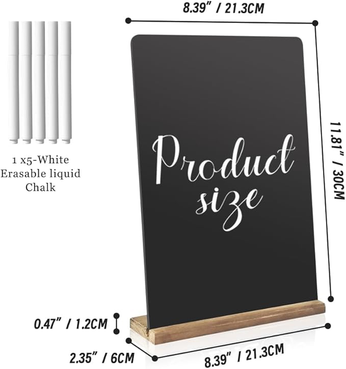 Double-Sided Tabletop Chalkboard Set Wooden Chalkboards Store Signs for Café Menus Retail Signs Event Displays Welcome Messages Bars Weddings (11.8" Hx8.4 W Black5)