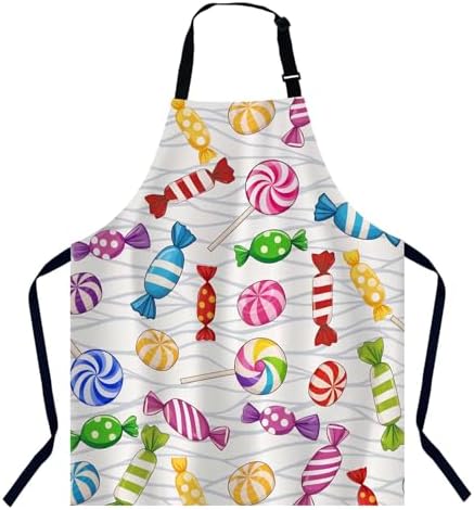 Various Candies Apron for Women Men, Adjustable Apron Cooking Kitchen Chef Apron for Home Kitchen, Baking Gardening BBQ, Coffee House, Restaurant by Unknown