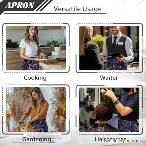 Server Apron with 3 Pockets 13 Inch Short Half Waist Aprons Waterproof Cooking Aprons for Women Men - Image 5