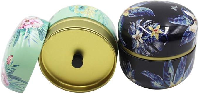2 Pack Mini Tea Storage Containers Tea Coffee Tins, Flowers Pattern Food Storage Container for Herb, Candy, Chocolate, Sugar, Spices, Candle