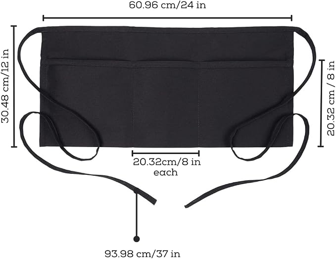 Avalon Kitchen Server Aprons with 3 Pockets, 100% Polyester Waist Apron with Pockets, 24x12 Inche Waitress Apron with Pockets - Image 5