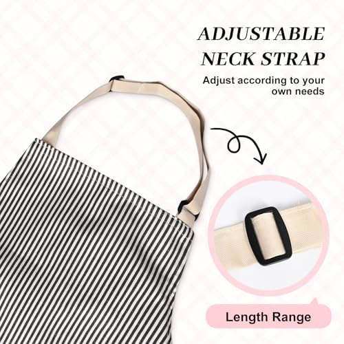 2Pack Adjustable Kitchen Apron for Women Men with 2 Pockets，Cotton-Polyester Blend Bib Aprons for Cooking,Baking - Image 5
