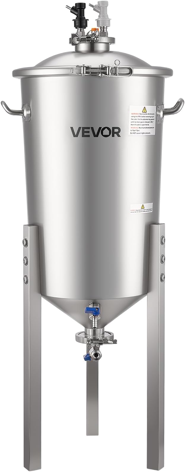 VEVOR Pressure Fermenter 15 PSI, 8 Gal/30L All-in-One Stainless Steel Conical Secondary Fermentation Bucket, for Wine, Beer Brewing Equipment
