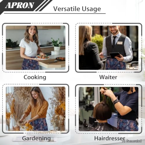 Server Apron with 3 Pockets 13 Inch Short Half Waist Aprons Waterproof Cooking Aprons for Women Men - Image 5