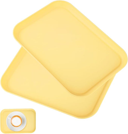 Yellow Plastic Serving Platters and Trays,Serving Dishes for Entertaining,Rectangular Platters for Serving Food, Appetizer Serving Trays for Snacks,Charcuterie,Chips,Candy,Fruit,Sushi