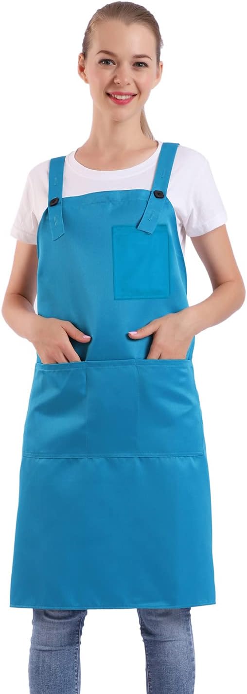 BIGHAS H Back Style Apron with Pocket for Women, Men Adjustable Large Size Comfortable, Kitchen, Home, Cooking 12 Colors by BIGHAS