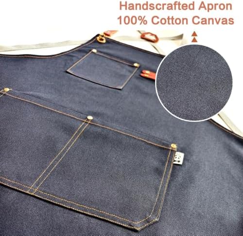 Chef Apron Bib Apron with 2 Large Pockets Adjustable Neck Strap Kitchen Apron Cooking Apron Stripes Baking Apron - Image 5