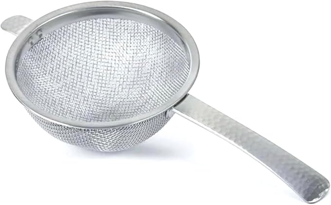 Japanese Fine Mesh Tea Sifter – Stainless Steel Tea Strainer for Matcha & Loose Leaf Tea -Made in Japan (Hammered Handle)