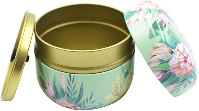 2 Pack Mini Tea Storage Containers Tea Coffee Tins, Flowers Pattern Food Storage Container for Herb, Candy, Chocolate, Sugar, Spices, Candle