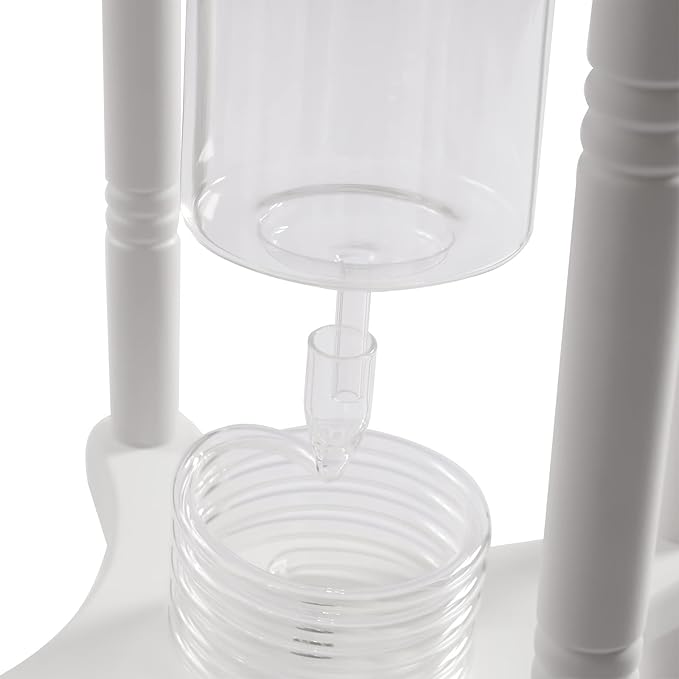 Cold Drip Coffee Maker, 2.5L Large Capacity Cold Brew Coffee Tower, Slow Drip Japanese Cold Brew Maker, with Wood Straight Frame, for Home, Coffee Shop (White)