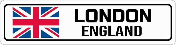 London England Sign Man Cave Metal Tin Signs Street Road Sign for Cafes Bar Pub Beer Club Wall Home Decor 16X4 Inches by HBXNZ