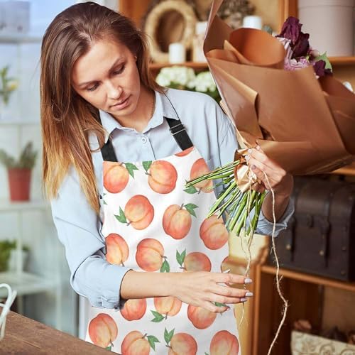 Watercolor Peaches Apron for Women Men, Adjustable Apron Cooking Kitchen Chef Apron for Home Kitchen, Baking Gardening BBQ, Coffee House, Restaurant - Image 6