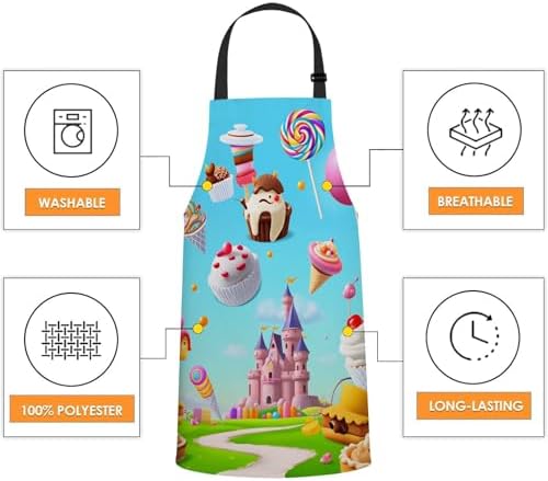 Sweet Candy Land Kitchen Apron for Women Men, Adjustable Apron Chef Bakers Apron Cooking Apron Cooking Baking Gardening - Image 4