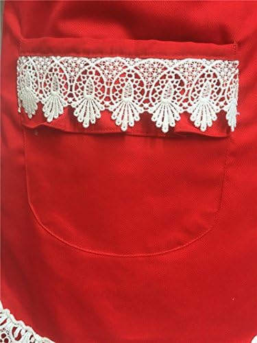 Hyzrz Lovely Home Work Adjustable Apron Shop Cake Kitchen Cooking Aprons for Women Girls with Pocket for Gift,Red - Image 4