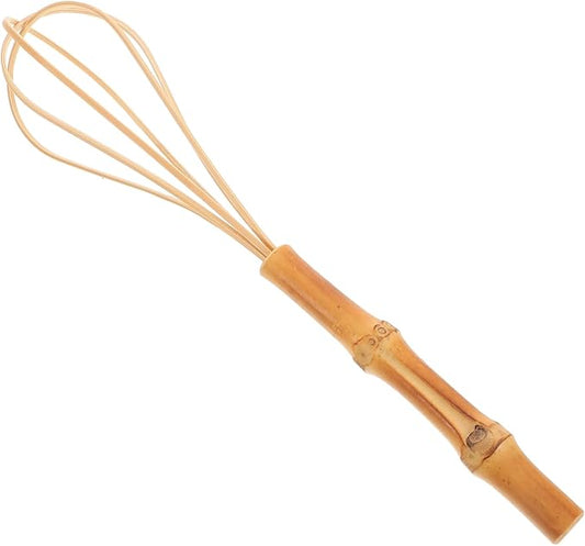 ABOOFAN Bamboo Egg Whisk Ergonomic Handle Manual Multi-use Kitchen Mixer for Eggs Cream and Dough Baking Tool for Home Chefs and Bakeries