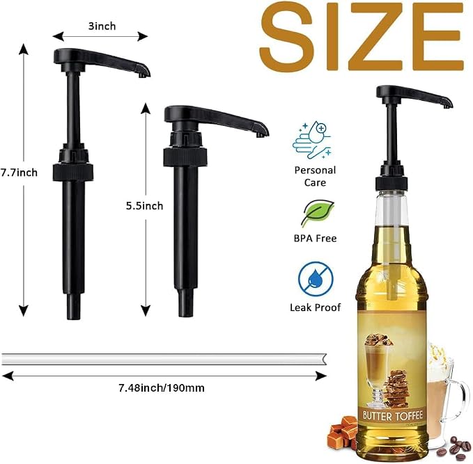 10 Packs Black Coffee Syrup Pump Dispenser, Compatible with 25.4 Oz/750ml Bottles, Great for Home & Coffee Bar Drinking Mixes, Tea, Beverage, Cocktails - Image 4