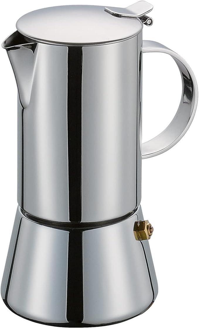 CILIO Aida Stainless Steel Stovetop Espresso Maker, Polished Stainless, 4 Cup,Silver