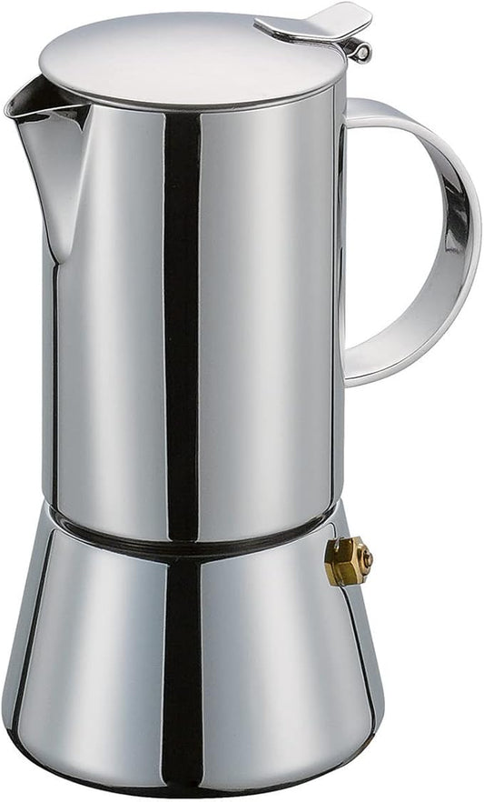 CILIO Aida Stainless Steel Stovetop Espresso Maker, Polished Stainless, 4 Cup,Silver