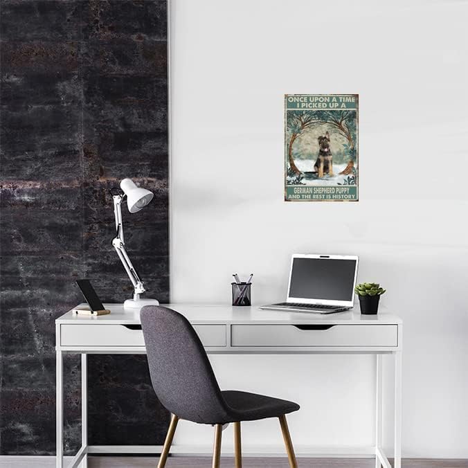 Cusde Vintage Decor Once Upon A Time I Picked Up A German Shepherd Puppy and The Rest is History Metal Sign Tin Inspirational Wall Art Funny Home Bedroom Garage Man Cave Cafe Bar 8x12 Inch - Image 2