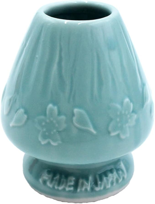 Japanese Tea Matcha Bamboo Whisk Holder Stand Chasen Naoshi Tea Accessory Porcelain Fuji Design (Snow)