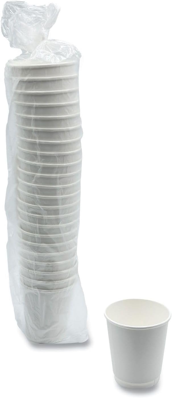 Boardwalk Paper Hot Cups, Double-Walled, 10 oz, White, 500/Carton