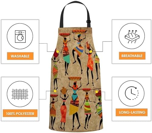 African Woman Dancer Waterproof Apron Kitchen Chef Aprons Bibs for Grooming Cooking Baking Painting Gardening - Image 4