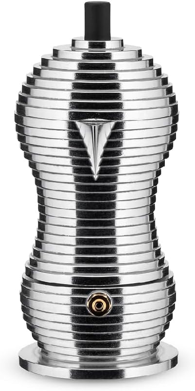 Alessi MDL02/1 B "Pulcina" Stove Top Espresso 1 Cup Coffee Maker in Aluminum Casting Handle And Knob in Pa, Black