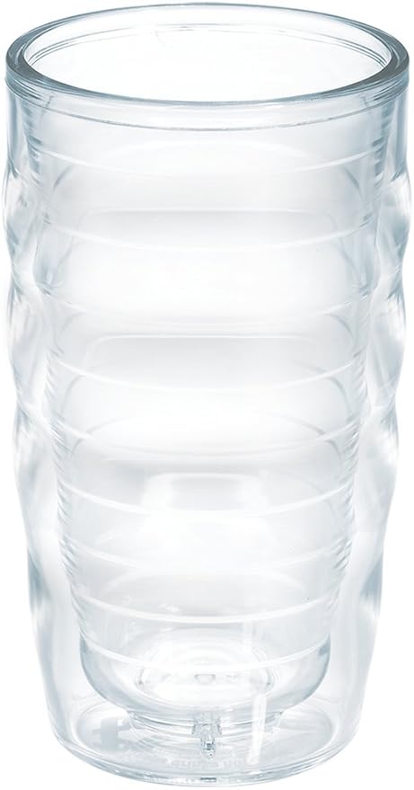 Tervis Clear & Colorful Tabletop Made in USA Double Walled Insulated Tumbler Travel Cup Keeps Drinks Cold & Hot, 10oz Wavy, Clear