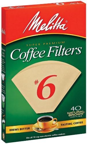 Melitta FBA USA Inc 626412#6 Natural Brown Cone Coffee Filters 40 Count - 4 pack
