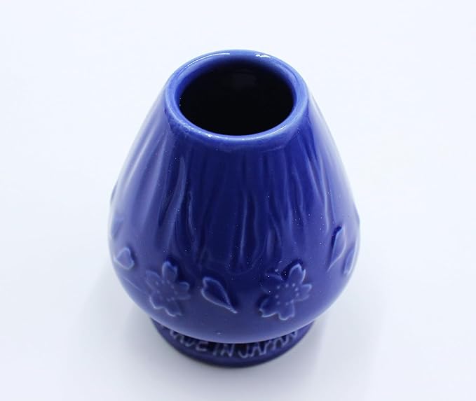 Japanese Tea Matcha Bamboo Whisk Holder Stand Chasen Naoshi Tea Accessory Porcelain Fuji Design (Blue)