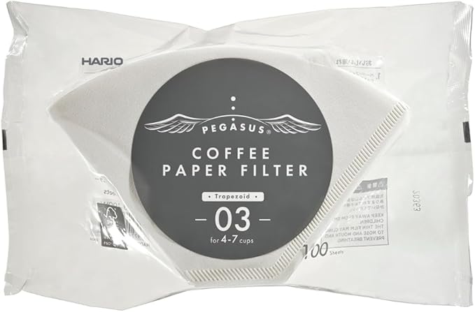 Hario Pegasus Flat Bottom Filters, Size 03, White, 100ct
