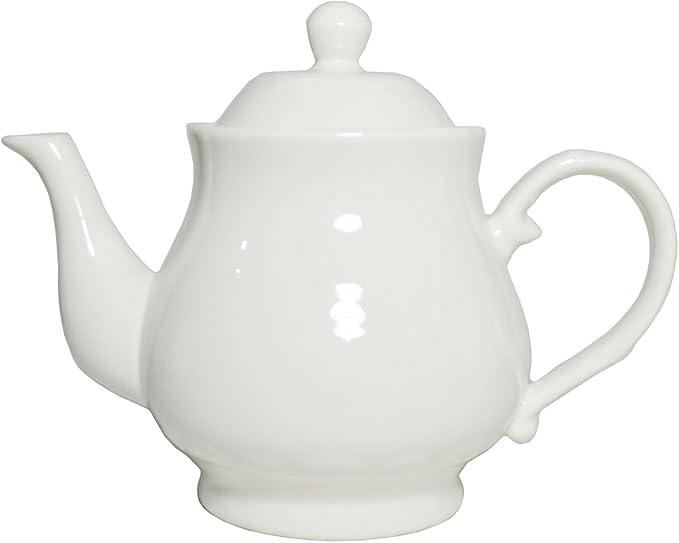 White Porcelain Teapot Set of 4, Small Lotus Tea Pot Coffee Tea Water Pot Vintage Ceramic Gooseneck Kettle (4 * 14oz)