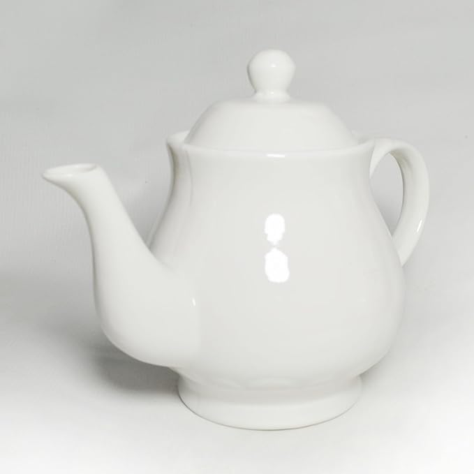 White Porcelain Teapot, Lotus Tea Pot Coffee Tea Water Pot Vintage Ceramic Gooseneck Kettle (35oz)