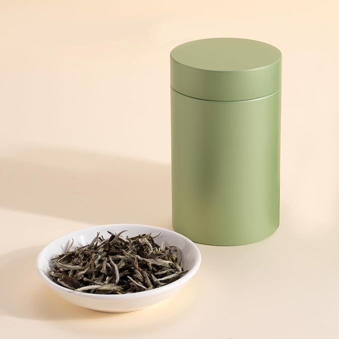 3 Packs Tea Tin Canister for Loose Tea Metal Tea Canister 9 oz 15 oz Round Tin Can for Coffee Beans Tea Container for Kitchen Storage Sugar Matcha Spice Powder (Mint Green, L_2.95x4.92)