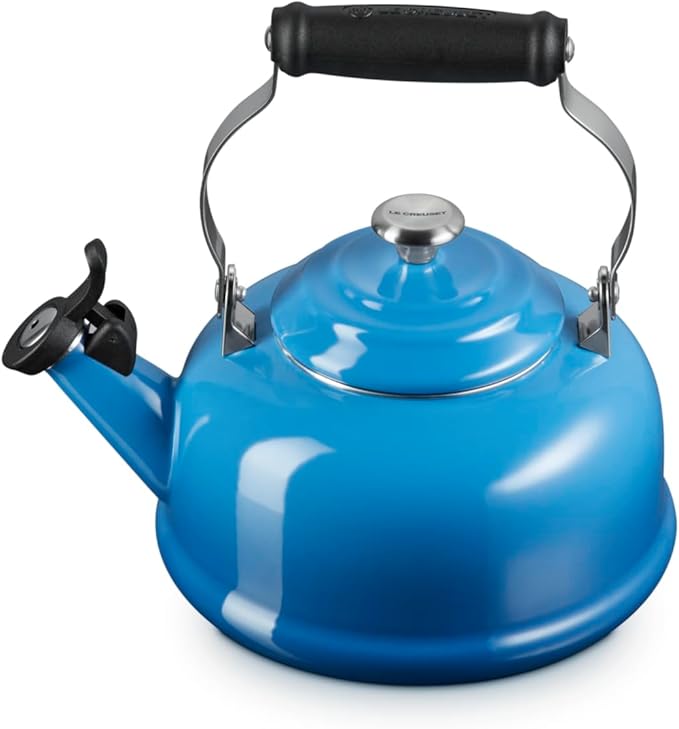 Le Creuset Enamel On Steel Whistling Tea Kettle with Metal Finishes, 1.7 qt., Marseille