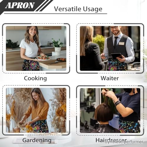 Server Apron with 3 Pockets 13 Inch Short Half Waist Aprons Waterproof Cooking Aprons for Women Men - Image 5