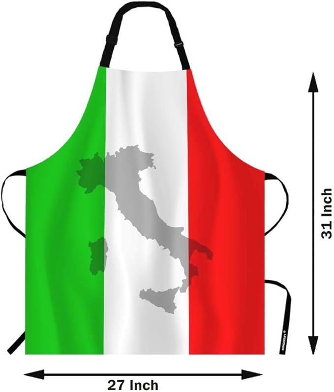 WONDERTIFY Italian Flag Apron,The Contour of Italian Territory Is Printed on The Flag Bib Apron with Adjustable Neck for Men Women,Suitable for Home Kitchen Cooking Waitress Chef Grill Bistro Apron