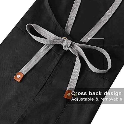 Crossback Apron with Pockets, Apron with Adjustable Straps | Pockets x2, Adjustable & Removable Straps, Canvas, Unique Split Apron for Ceramics, Home, Kitchen, Restaurant,M-XXL (Black) - Image 6