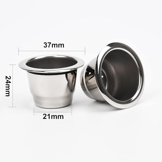Reusable Capsules for Nespresso OriginalLine, 6pcs Refillable Espresso Pods Stainless Steel Coffee Pods Compatible for Nespresso Original Line Machines (6 Cups + 200 Lids)