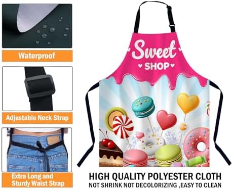 Different Sweets Colorful Waterproof Apron Kitchen Chef Aprons Bibs for Grooming Cooking Baking Painting Gardening - Image 3