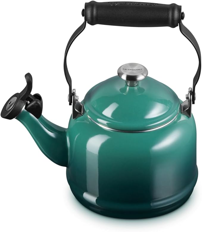 Le Creuset Enamel On Steel Demi Tea Kettle with Metal Finishes, 1.25 qt., Artichaut