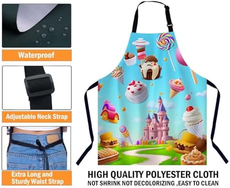 Sweet Candy Land Kitchen Apron for Women Men, Adjustable Apron Chef Bakers Apron Cooking Apron Cooking Baking Gardening - Image 3