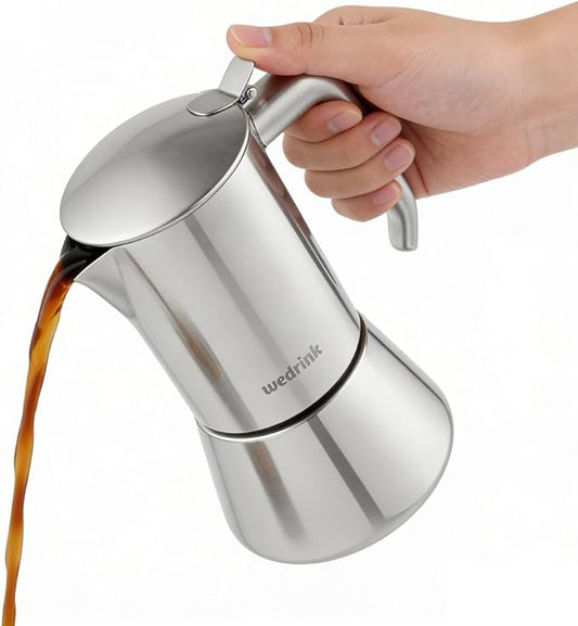 wedrink Stovetop Espresso Maker 6 Espresso Cups Stainless Steel Moka Pot for Greca, Induction, Electric & Gas Stoves(10 OZ/300ml)