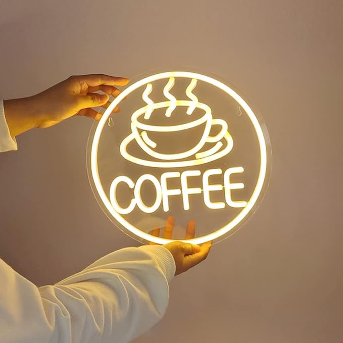 Britrio Coffee Neon Sign for Home Cafe Bar Kitchen Dinning Room Light Birthday Party Bedroom Restaurant Pub Man Cave LED Wall Art Decoration Holiday Gift 5V USB Powered Warm White