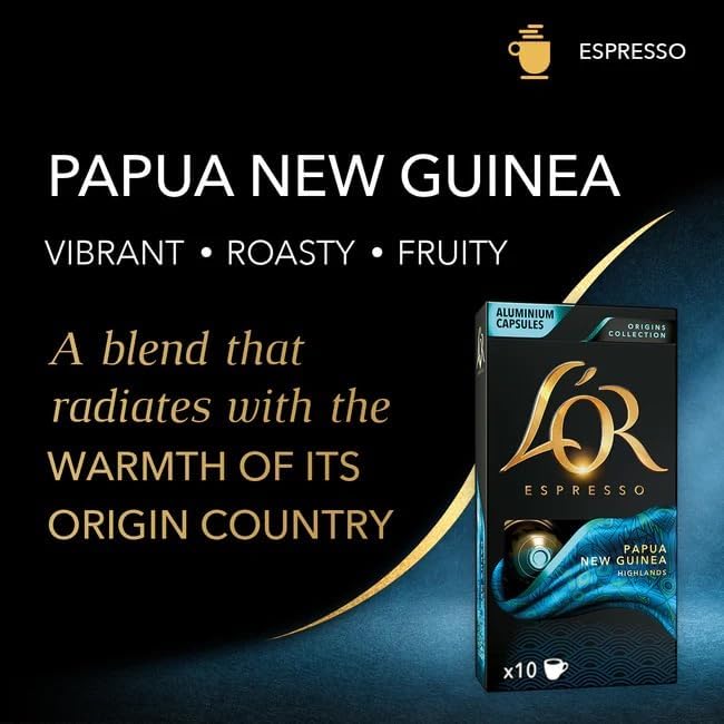 L'OR Espresso Capsules, 50 Count Papua New Guinea, Single-Serve Aluminum Coffee Capsules Compatible with the L'OR BARISTA System & *Nespresso Original Machines, 50 Count (Pack of 5)