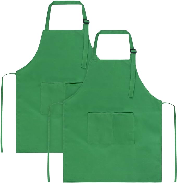 SINLAND Kids Aprons with Large Pocket 2 Pack | Adjustable Cooking Chef Aprons,Stain Resistant Toddler Apron for Baking Painting Gardening Boys Girls by SINLAND